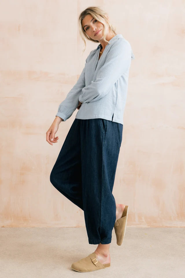 Lily and me Linden Textured Organic Cotton Blouse Powder Blue