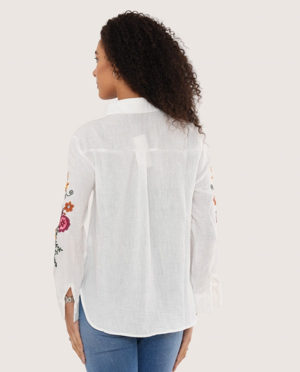 Italian collection floral embroidered cotton shirt