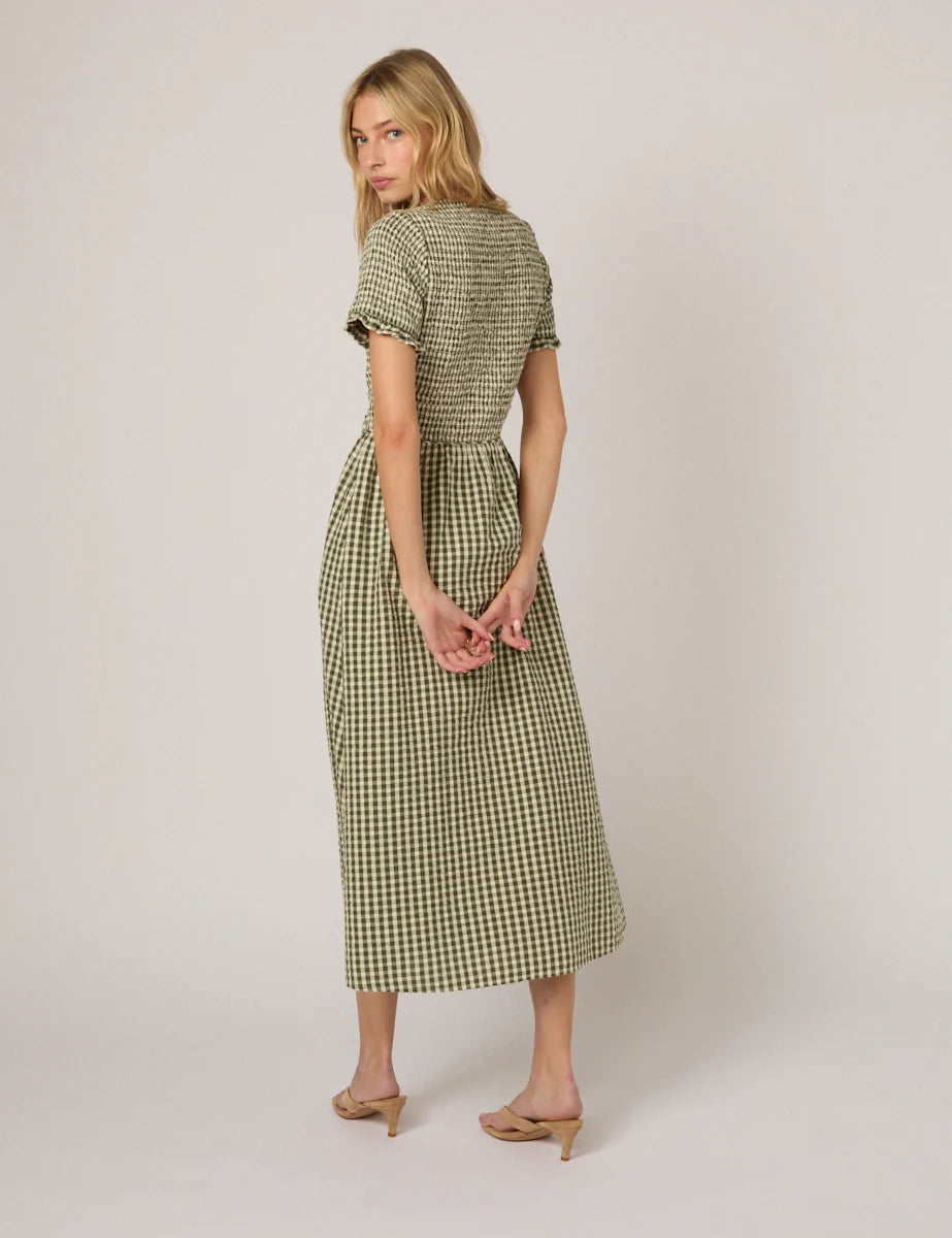 Nobody's child Green Gingham Eliza Midi Dress