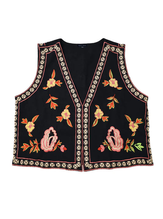 Fig Boutique - Blackcolour - Embroidered Waistcoat