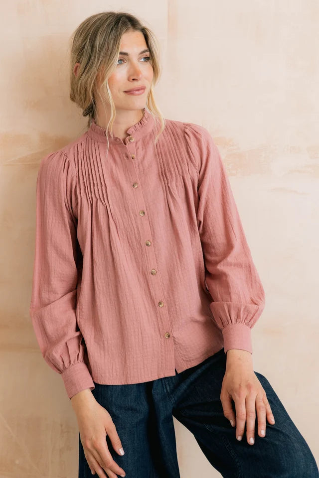 Lily and me Flora Organic Cotton Pintuck Blouse Antique Pink