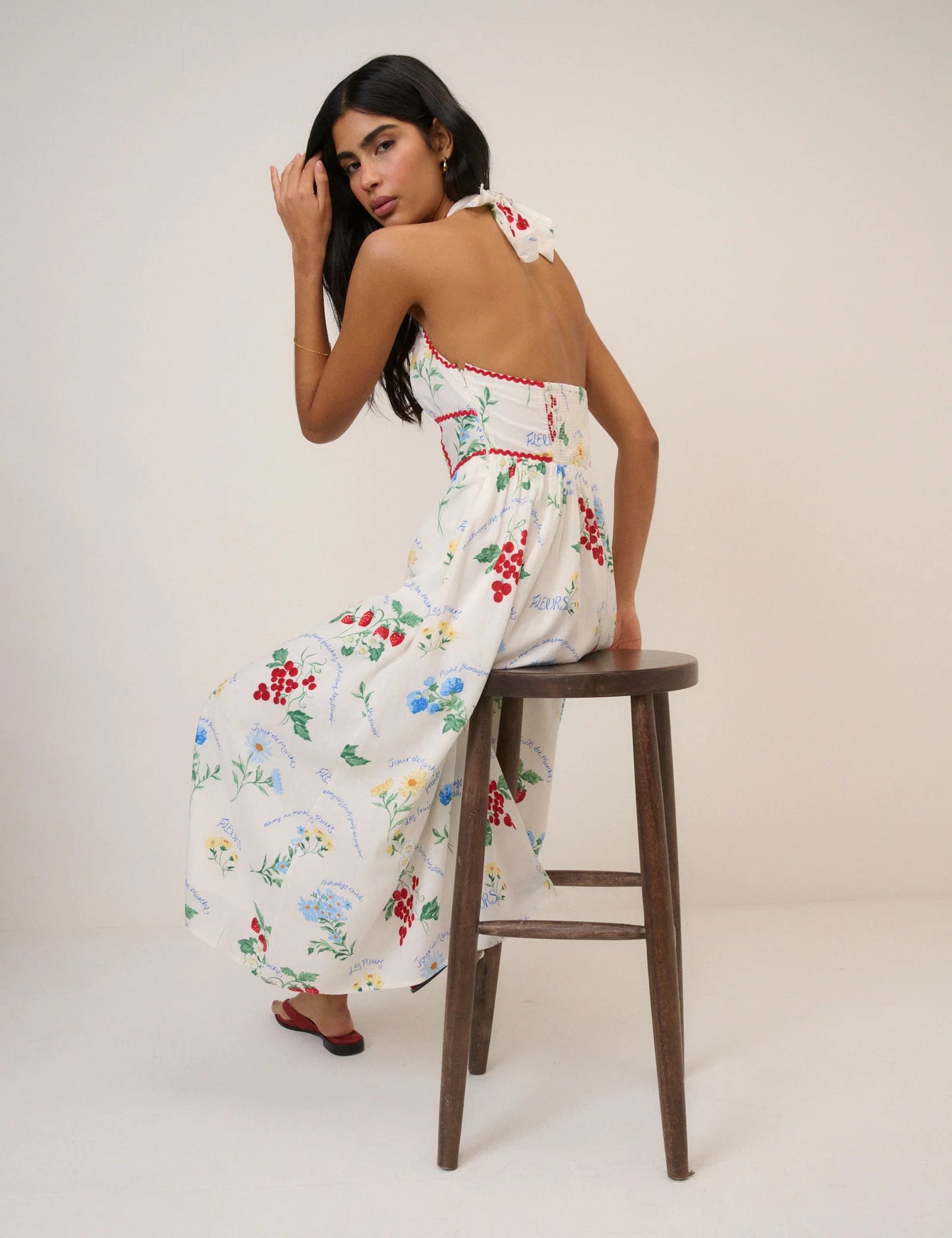 Nobody's Child White Printed Halterneck Hallie Midi Dress