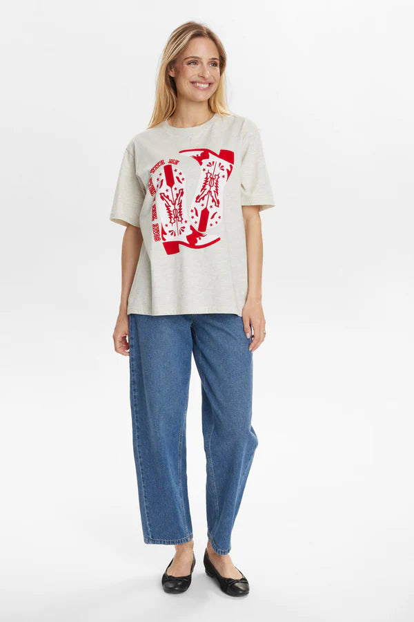 Numph NUWESTERN T-SHIRT - Creme Melange