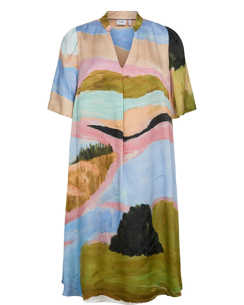 Numph NUMEADOW V-NECK DRESS - Peony
