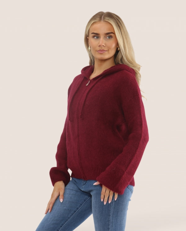 Italian collection Mohair blend zip through jacket - wine