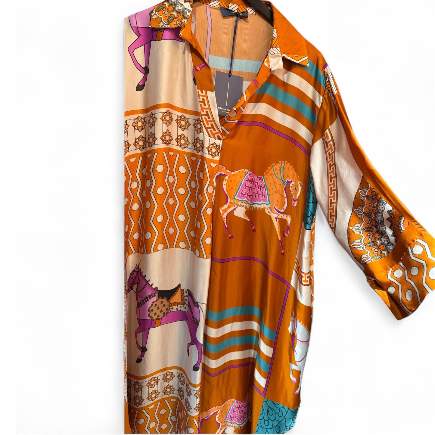 Cecile Wang Pumpkin ‘Hermes’ Style Long Sleeve Horse Dress