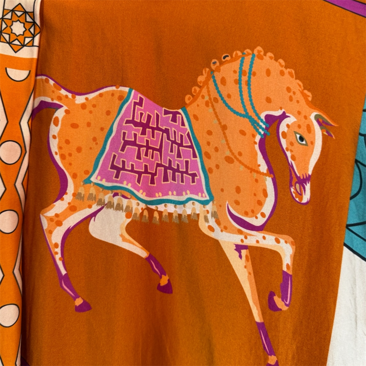 Cecile Wang Pumpkin ‘Hermes’ Style Long Sleeve Horse Dress