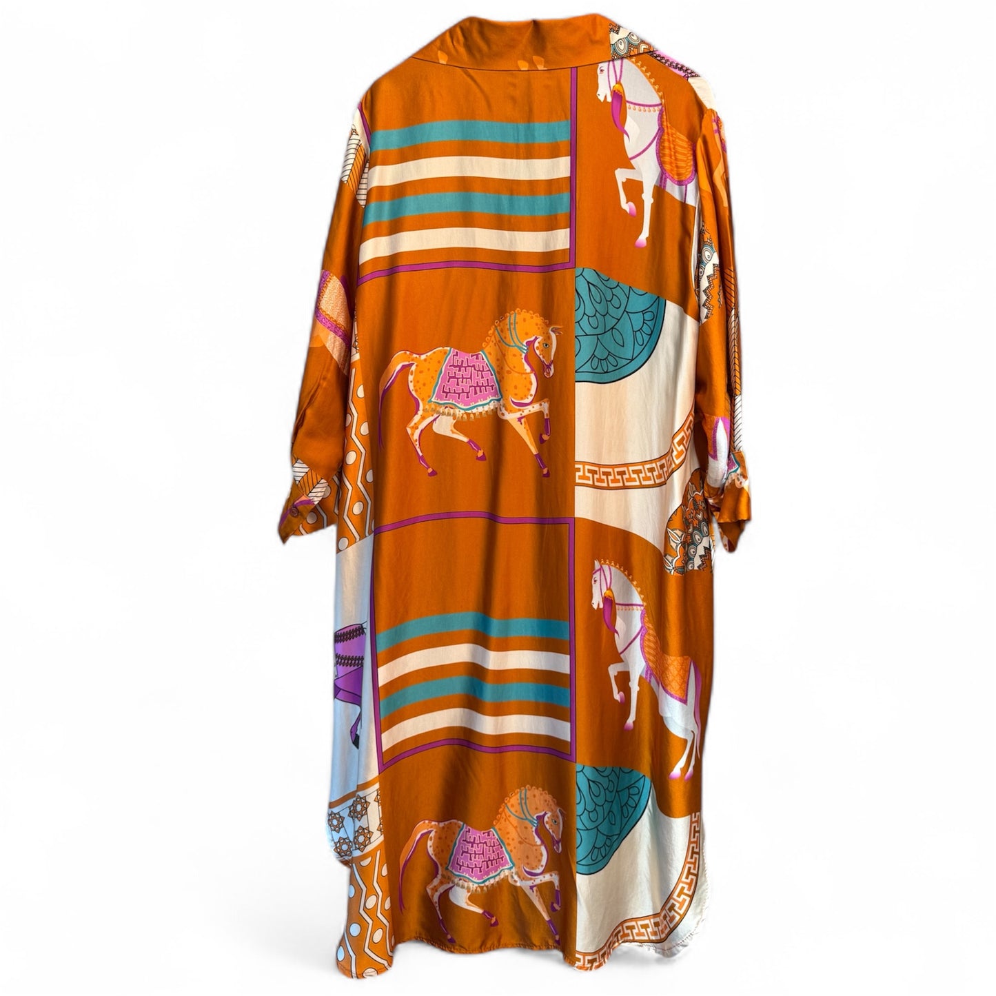 Cecile Wang Pumpkin ‘Hermes’ Style Long Sleeve Horse Dress