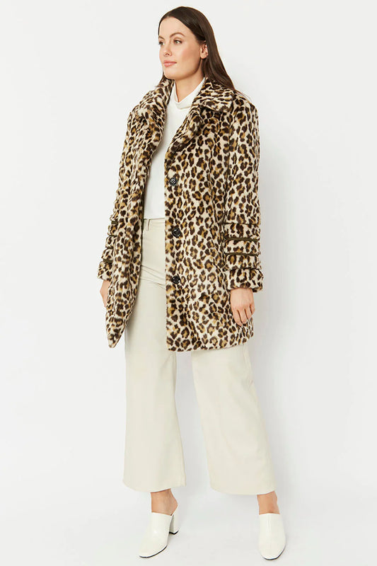 Jayley Faux fur animal print midi coat