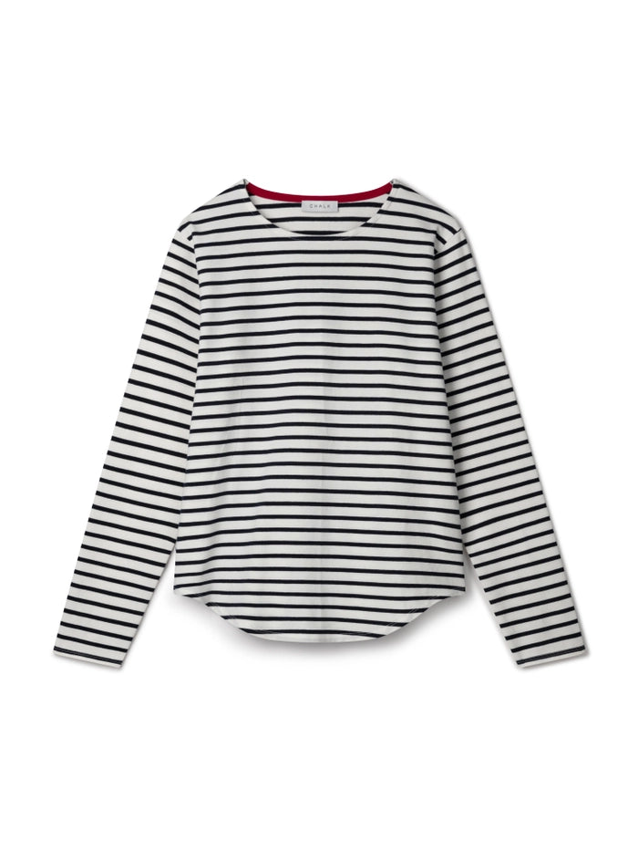 Chalk / Fleur Top / White & Navy Stripe