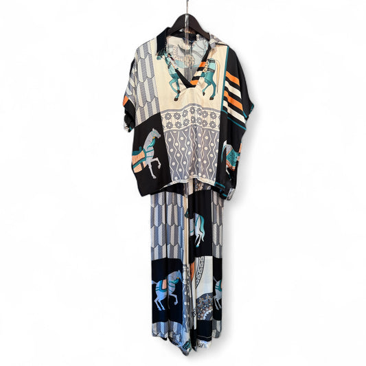 Cecile Wang Black ‘Hermes’ Style Horse Tunic and Trousers