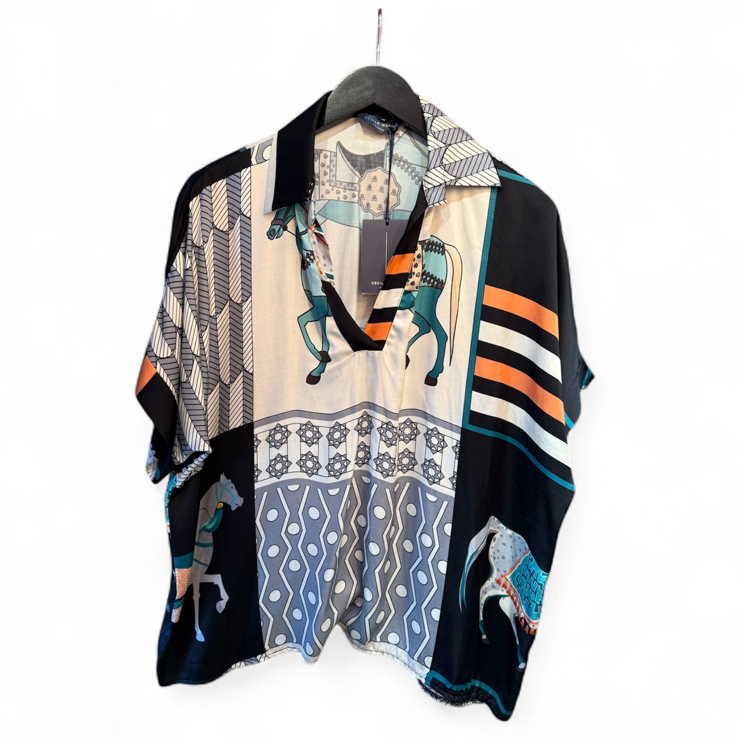 Cecile Wang Black ‘Hermes’ Style Horse Tunic and Trousers