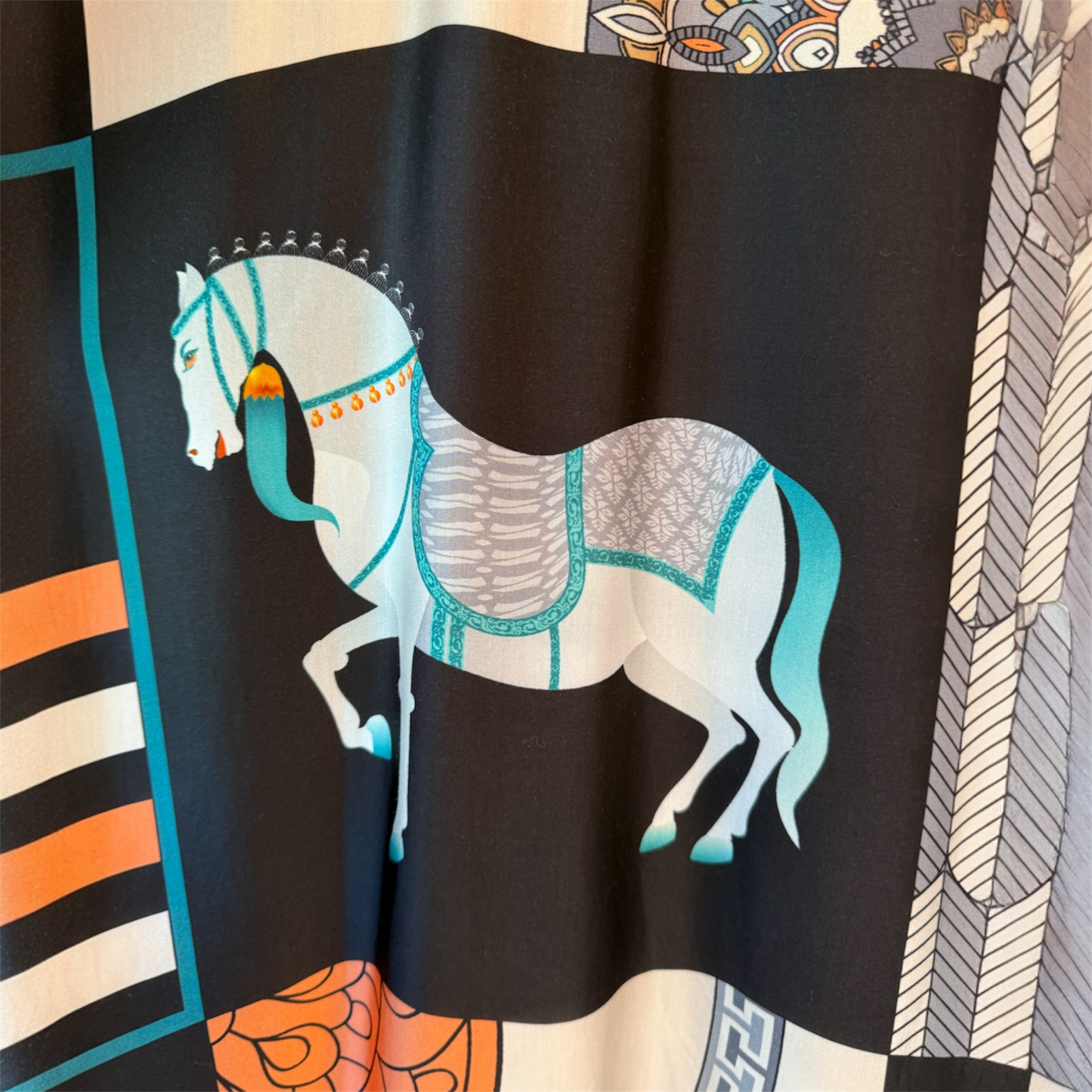 Cecile Wang Black ‘Hermes’ Style Horse Dress