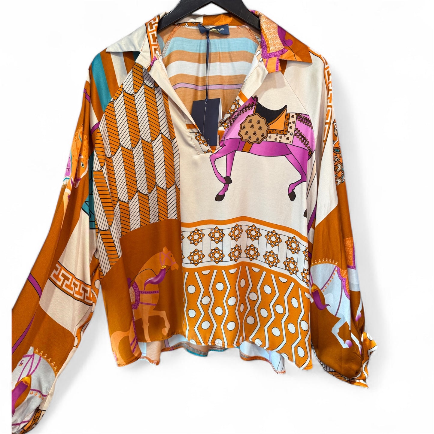 Cecile Wang Pumpkin ‘Hermes’ Style Horse Long Sleeve Tunic and Trousers