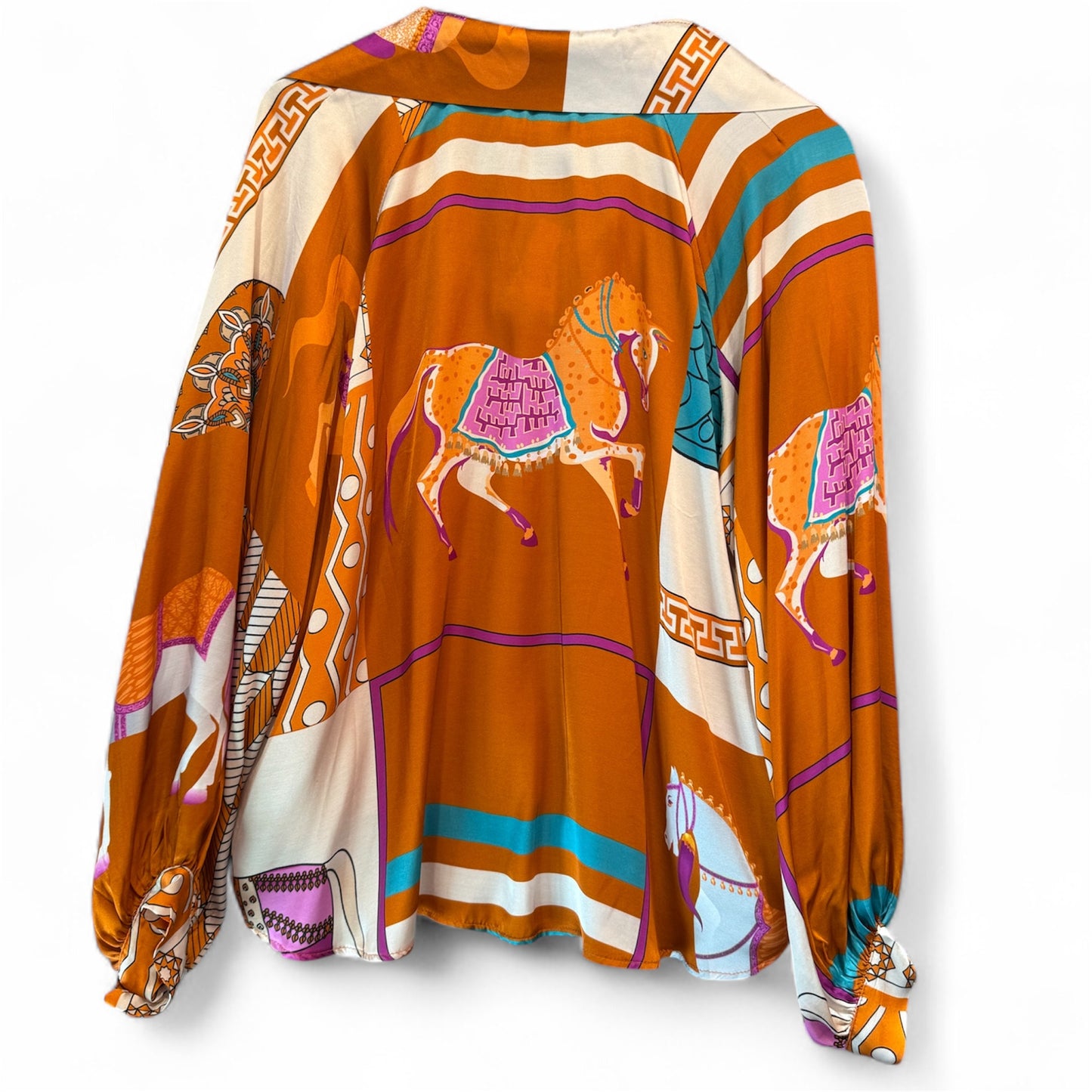 Cecile Wang Pumpkin ‘Hermes’ Style Horse Long Sleeve Tunic and Trousers