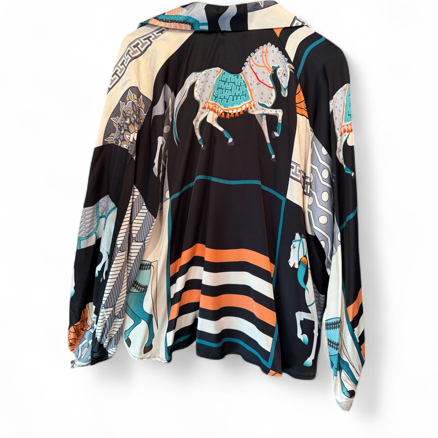 Cecile Wang Black ‘Hermes’ Style Horse Long Sleeve Tunic and Trousers