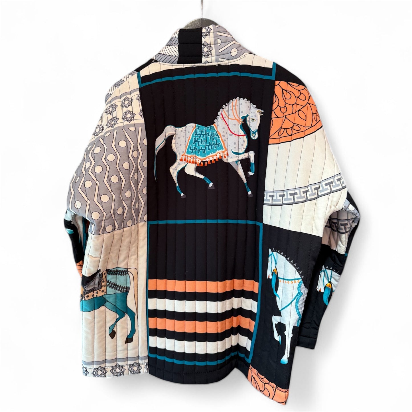 Cecile Wang Black Quilted Horse Print Jacket