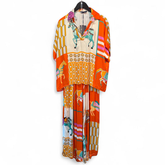 Cecile Wang Orange ‘Hermes’ Style Horse Tunic and Trousers