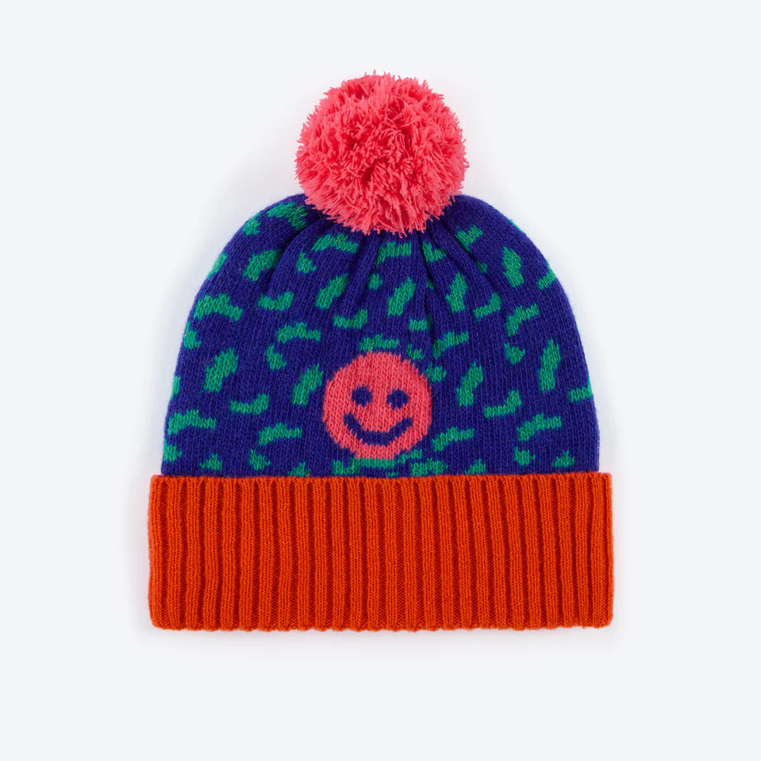 Smiley Wool Bobble Hat