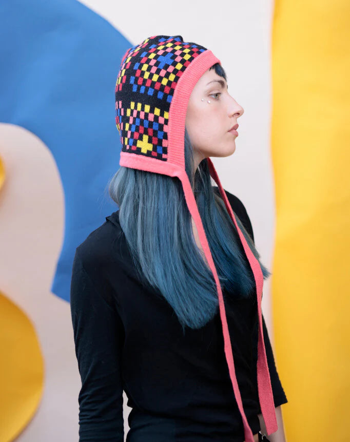 Granny Squares Wool Bonnet Hat