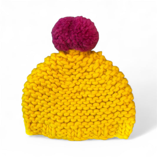 Gilly B Yellow/Pink Bobble Hat