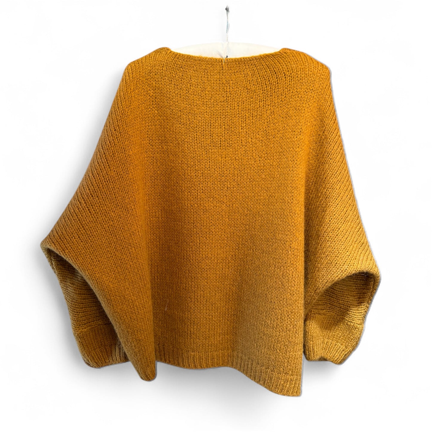 Made In Italy V-Neck Mohair Jumper in Soft Rust