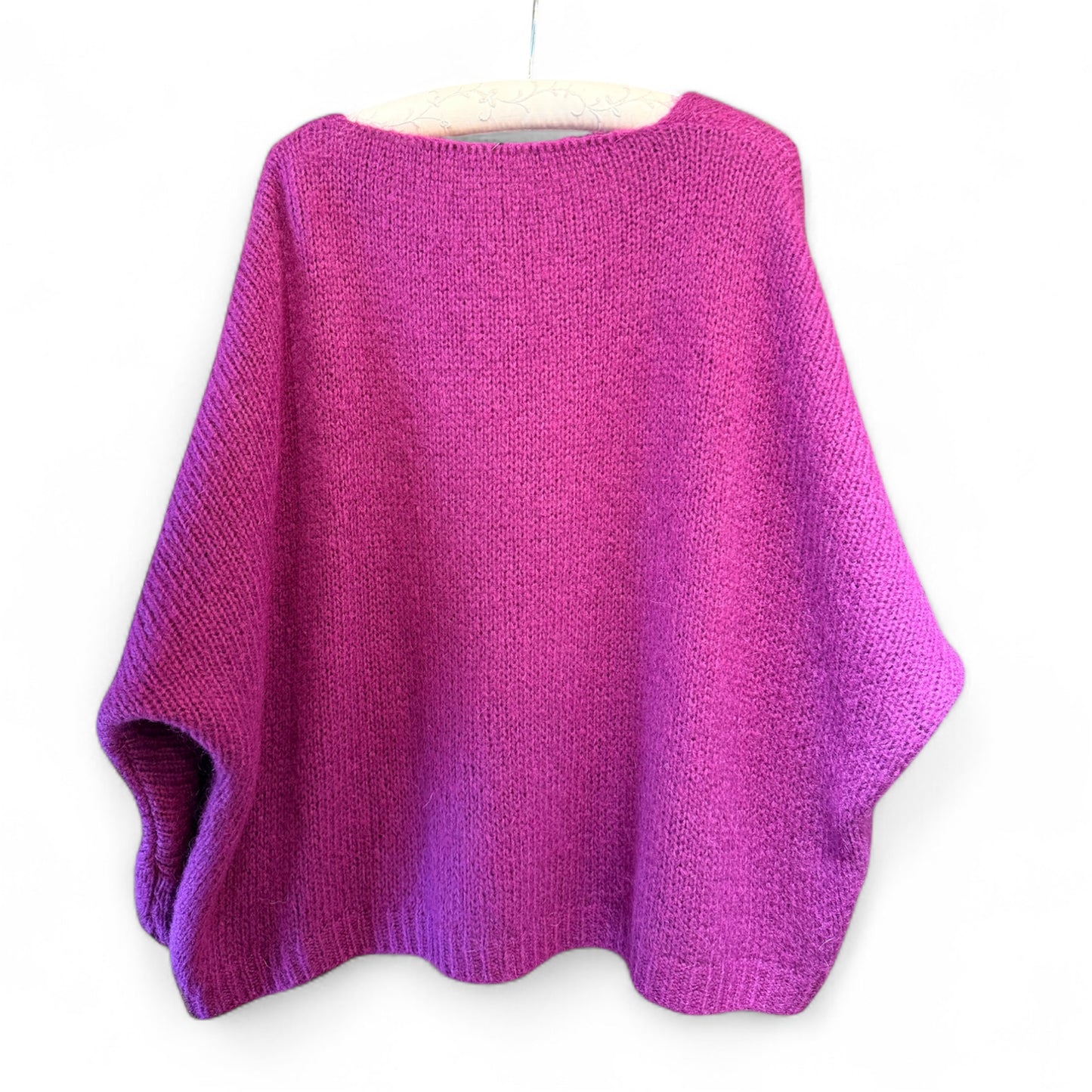 Made In Italy V-Neck Mohair Jumper in Midnight Purple