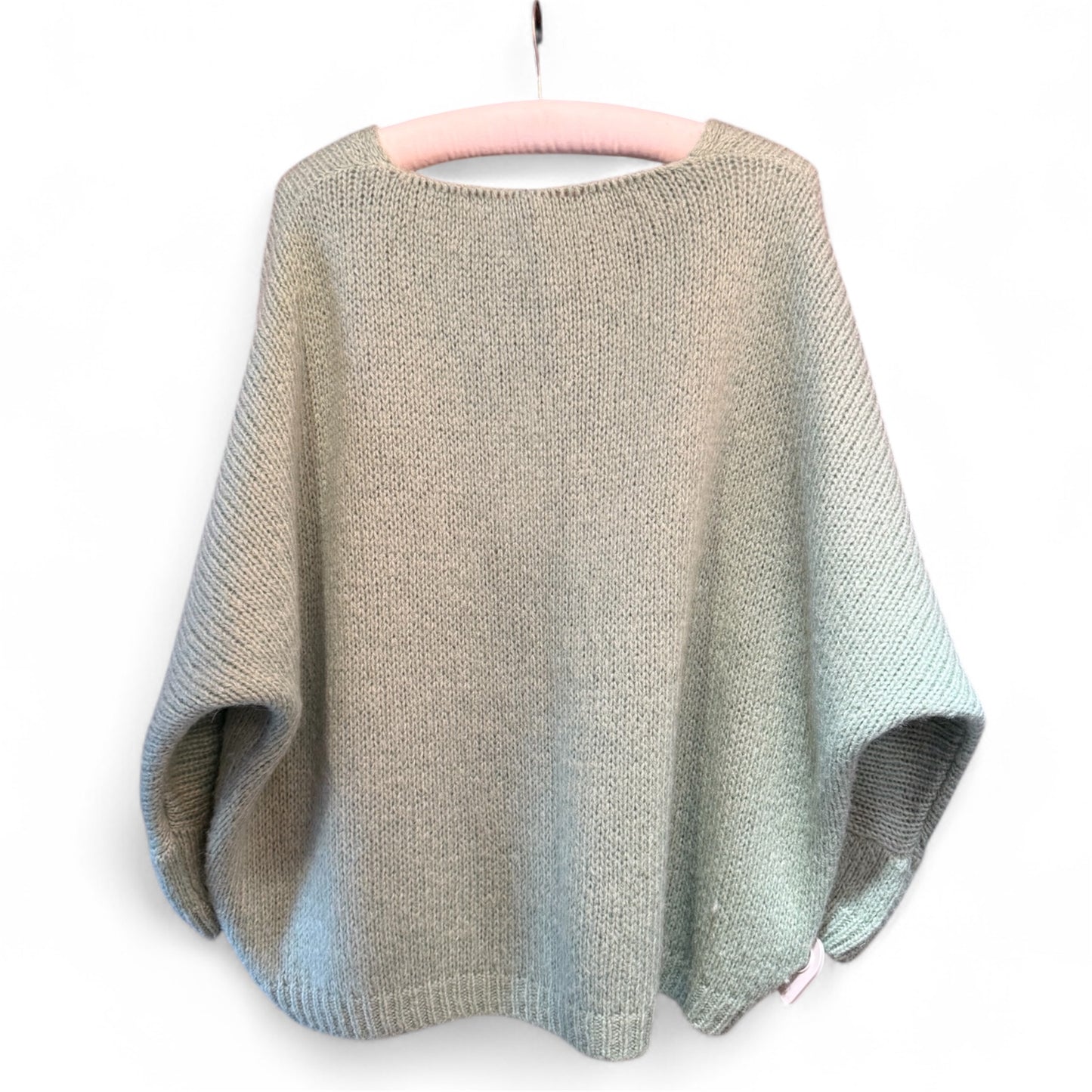Made In Italy V-Neck Mohair Jumper in Sage
