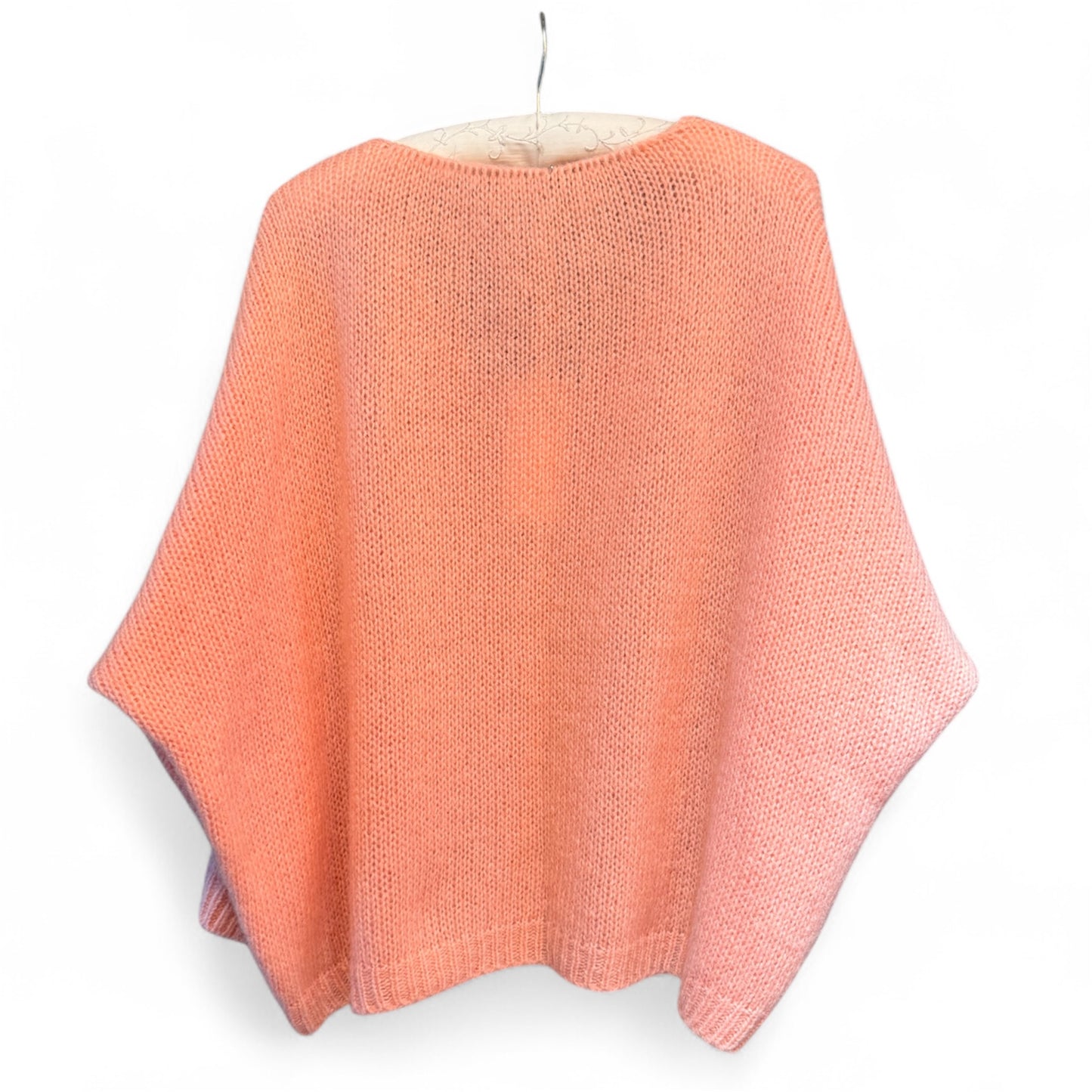 Made In Italy V-Neck Mohair Jumper in Peach