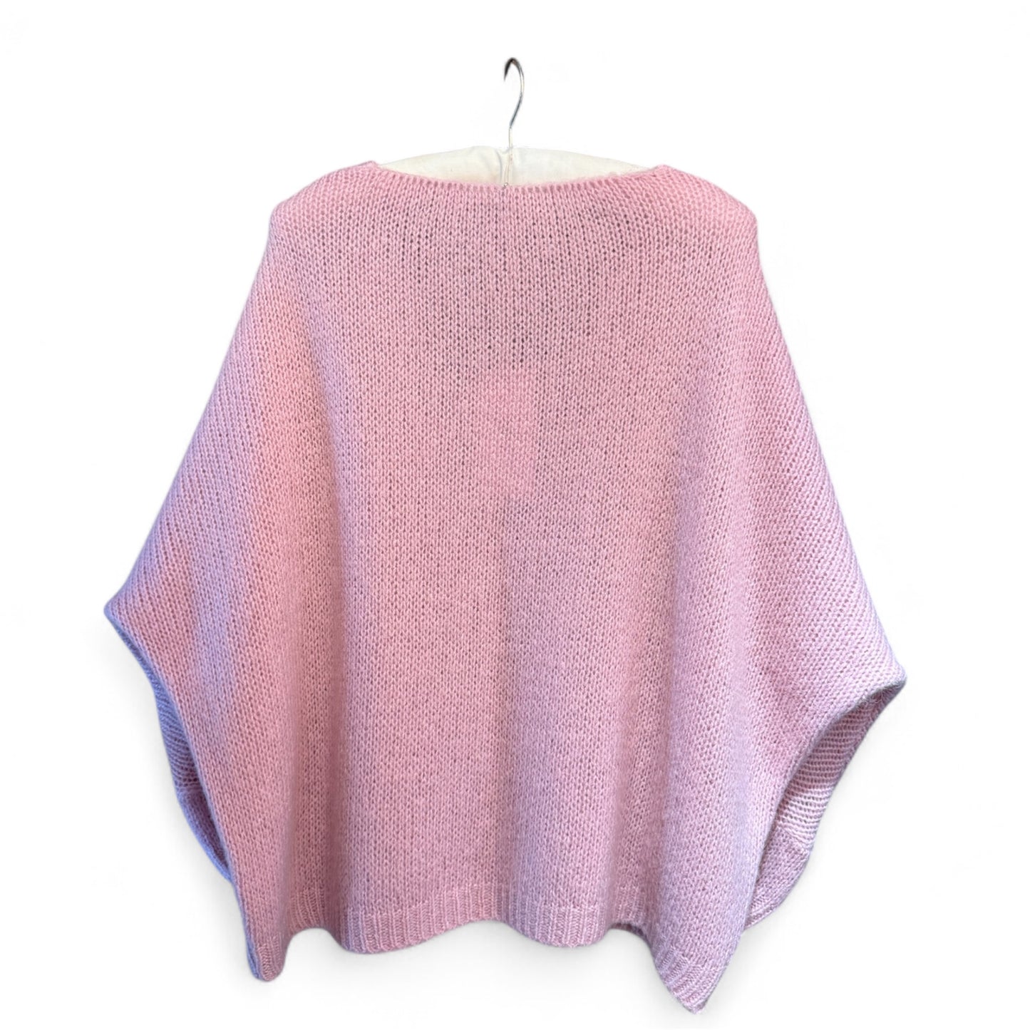 Made In Italy V-Neck Mohair Jumper in Pale Pink