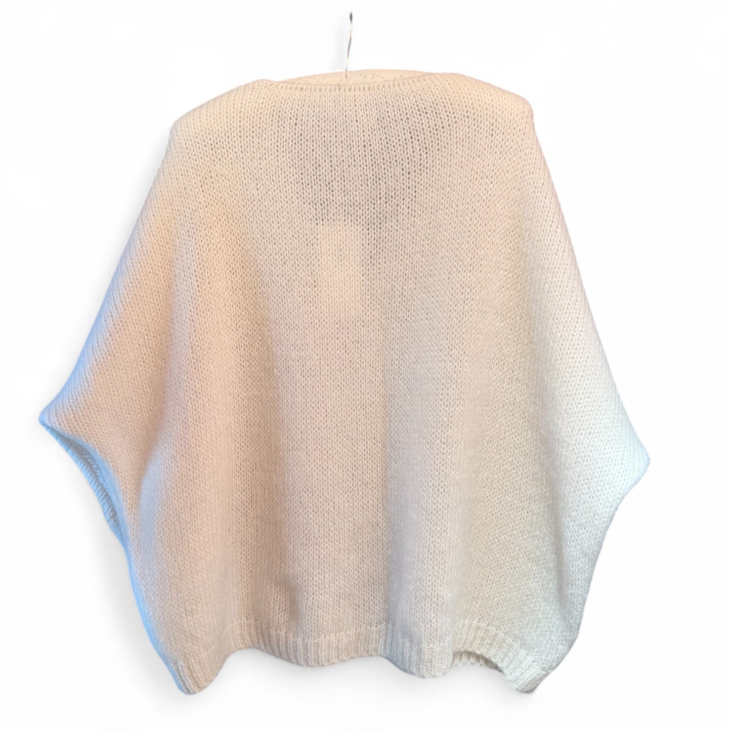 Made In Italy V-Neck Mohair Jumper in Beige/Cream
