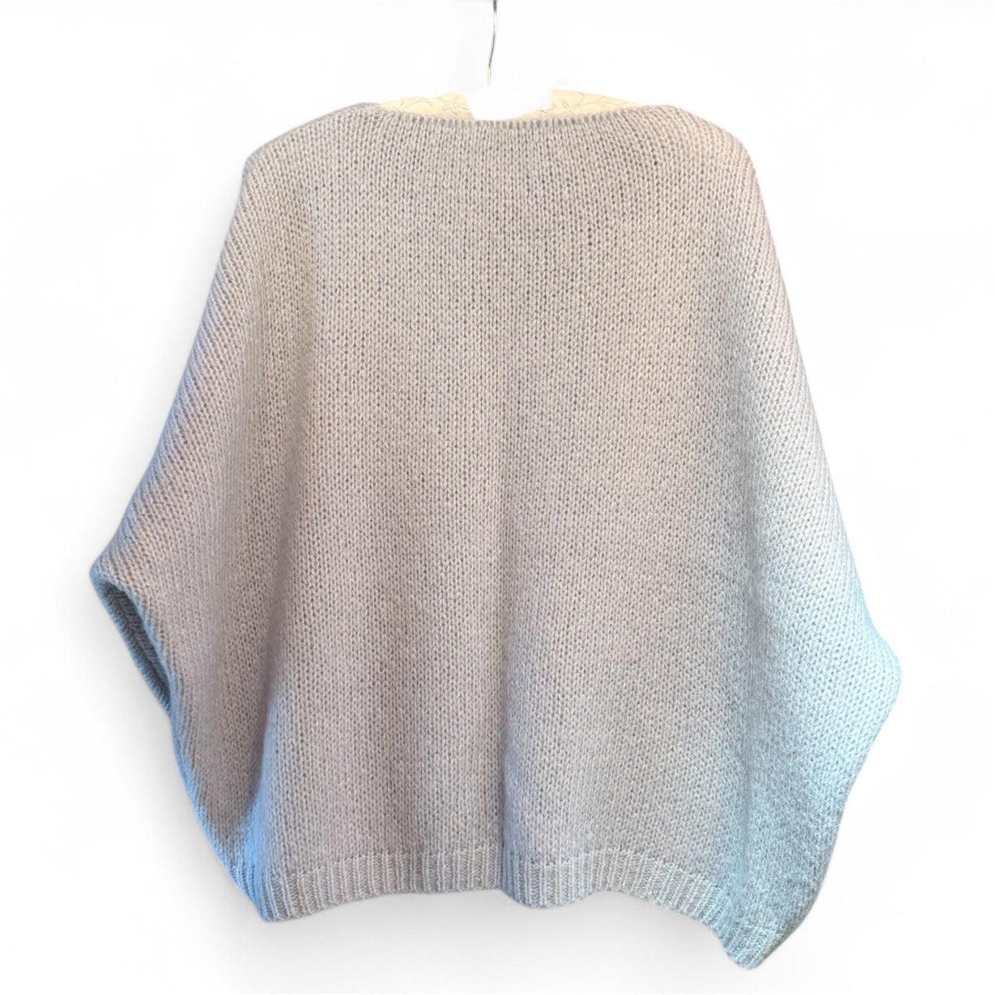 Made In Italy V-Neck Mohair Jumper in Silver Grey