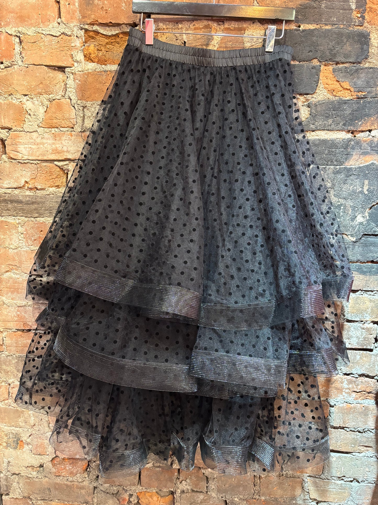 Malissa Black Polka Dot Mesh Skirt