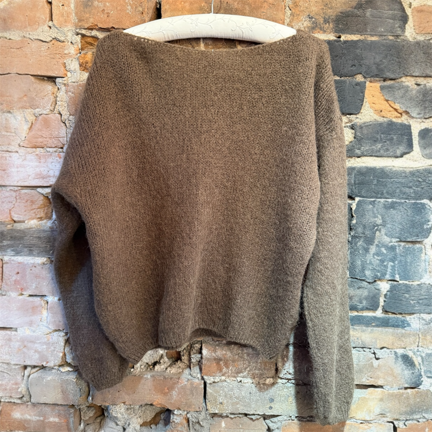 Made in Italy V-Neck Mohair Cardigan in Mocha