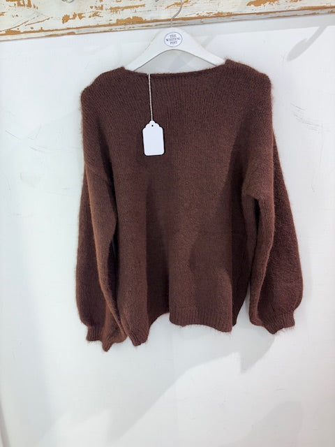 Kris ana Tie up cardigan 8886 chocolate