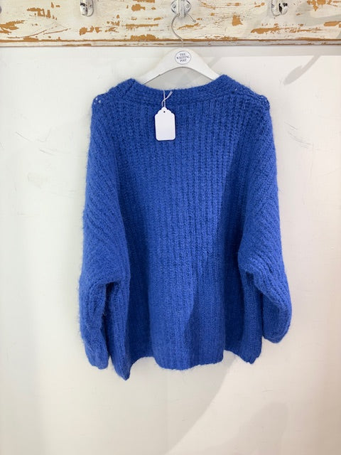 Kris ana button up cardigan 8883 Royal blue