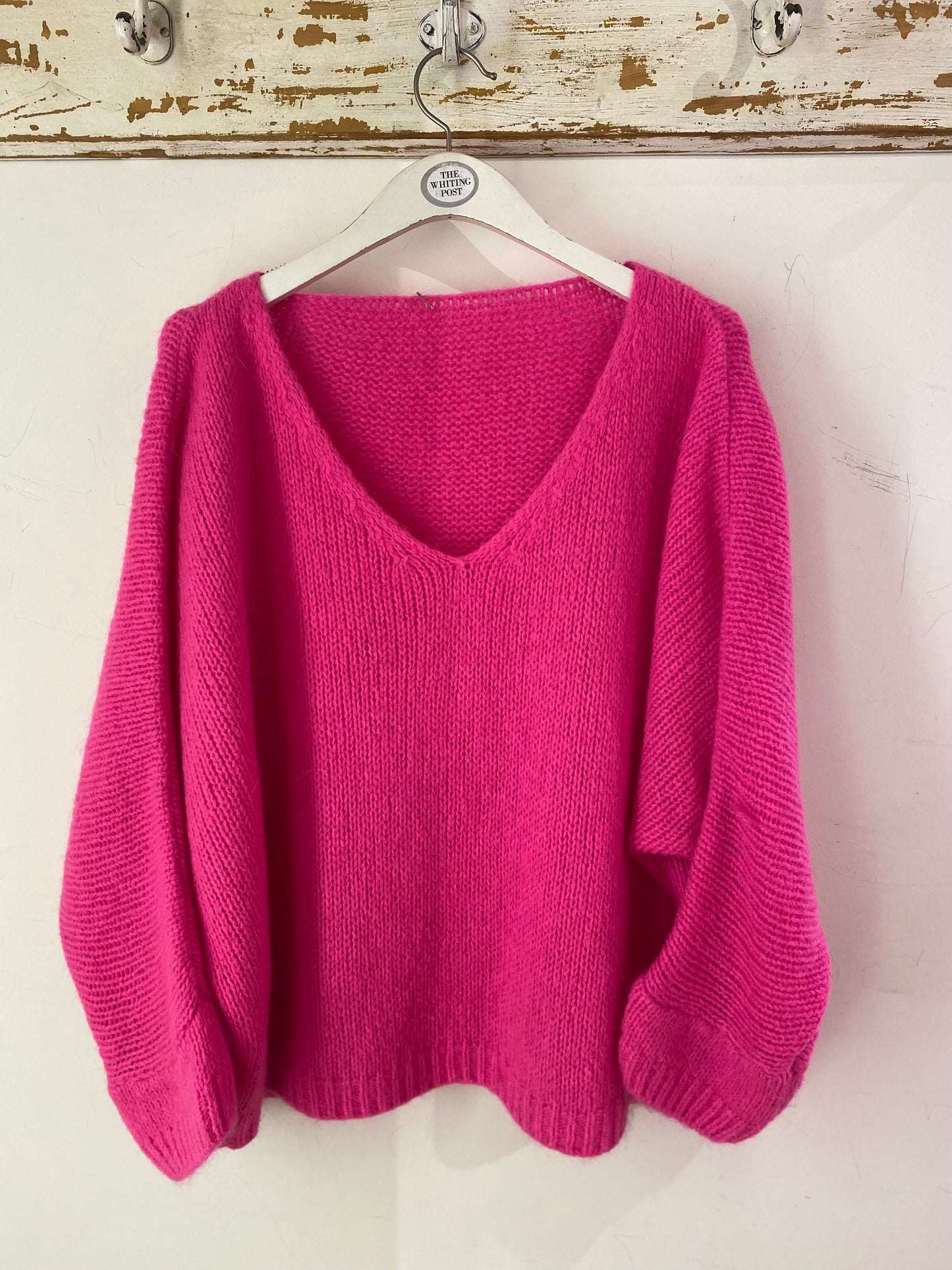 Italian Collection-Mohair mix knitted jumper-Hot pink