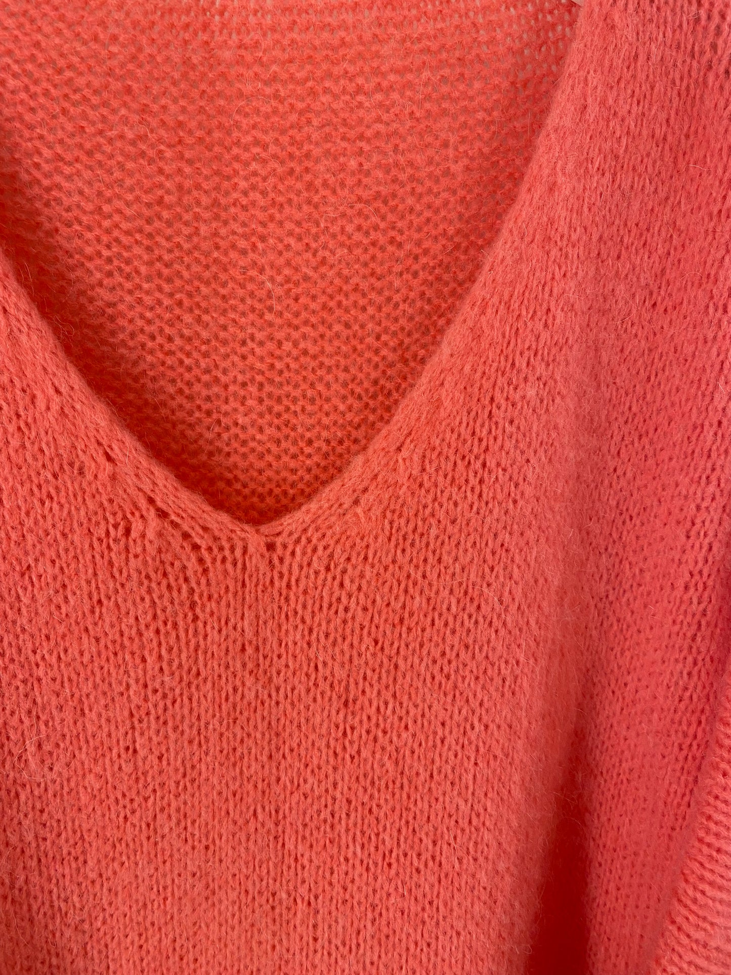 Italian Collection-Mohair mix knitted jumper-Coral