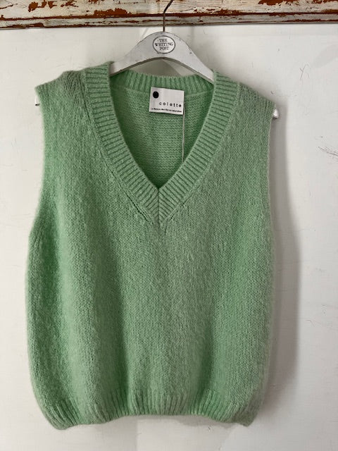 Italian collection -v neck mix mohair tank- mint