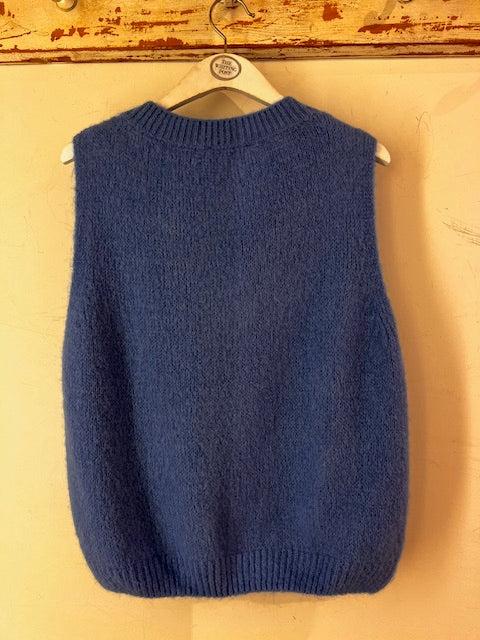 Italian collection - v neck mix mohair tank - cornflower blue