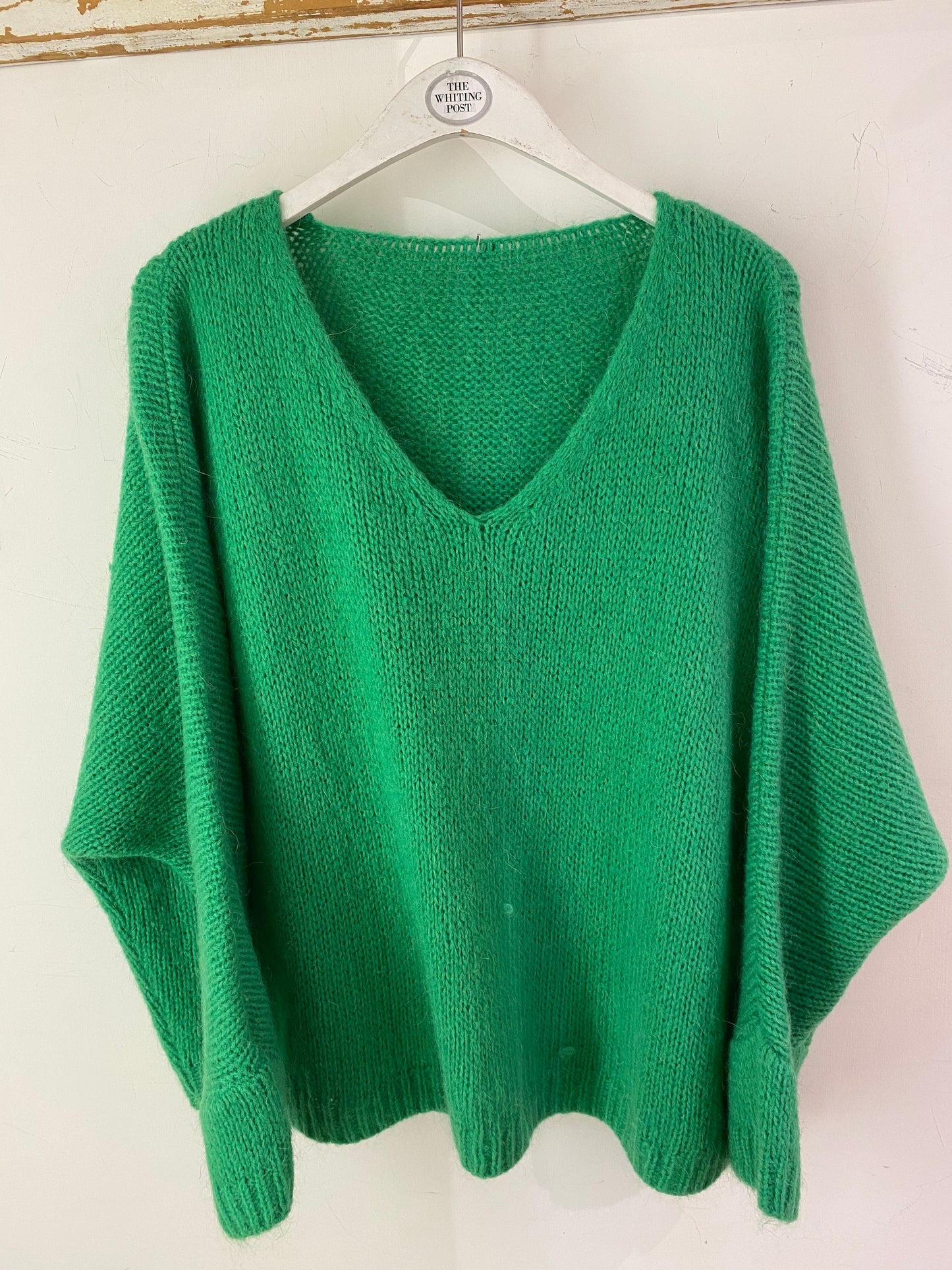 Italian collection mohair v-neck jumper - Emerald green