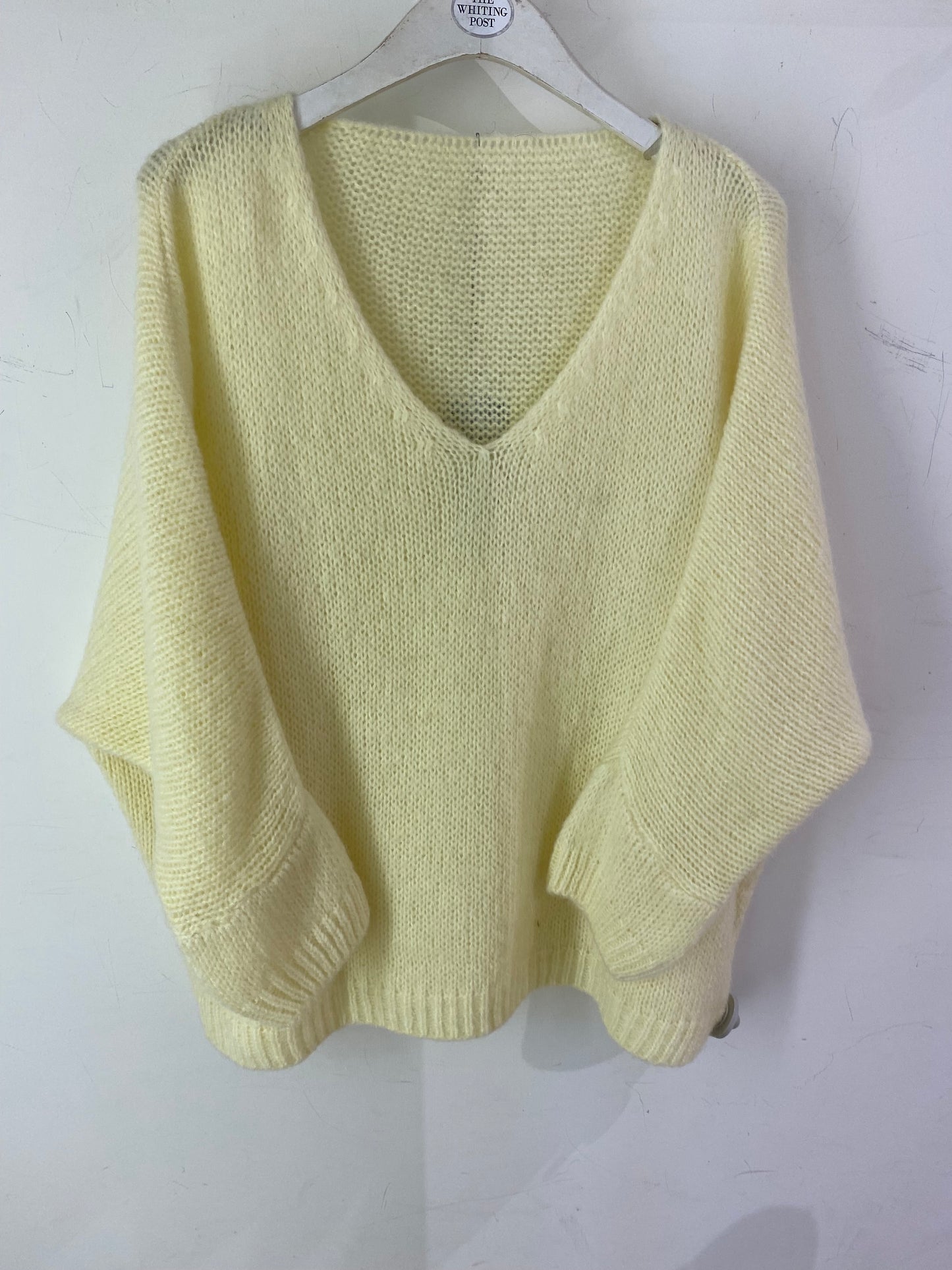 Italian collection mohair v-neck jumper - lemon yellow