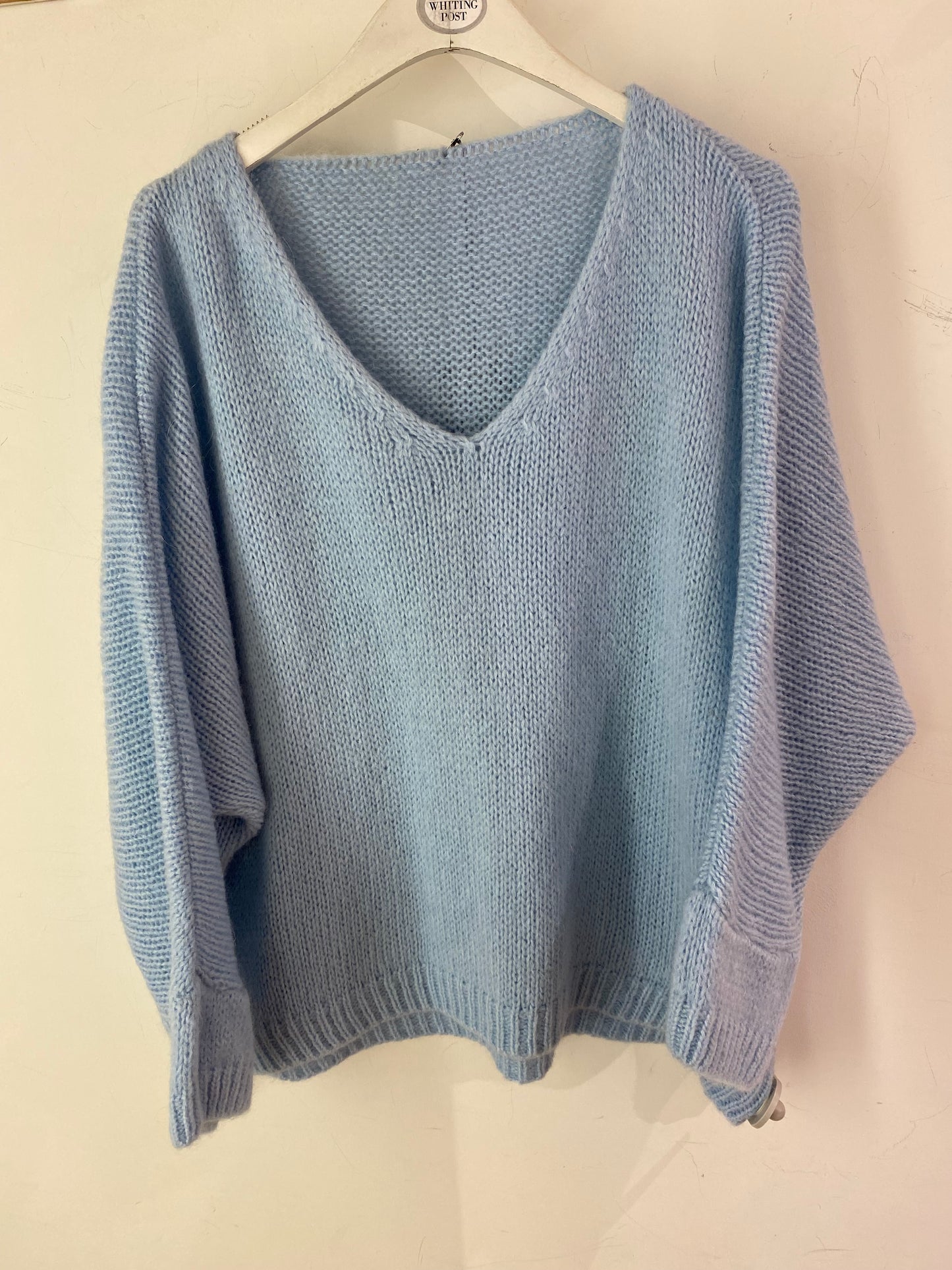 Italian collection mohair v-neck jumper - Sky blue