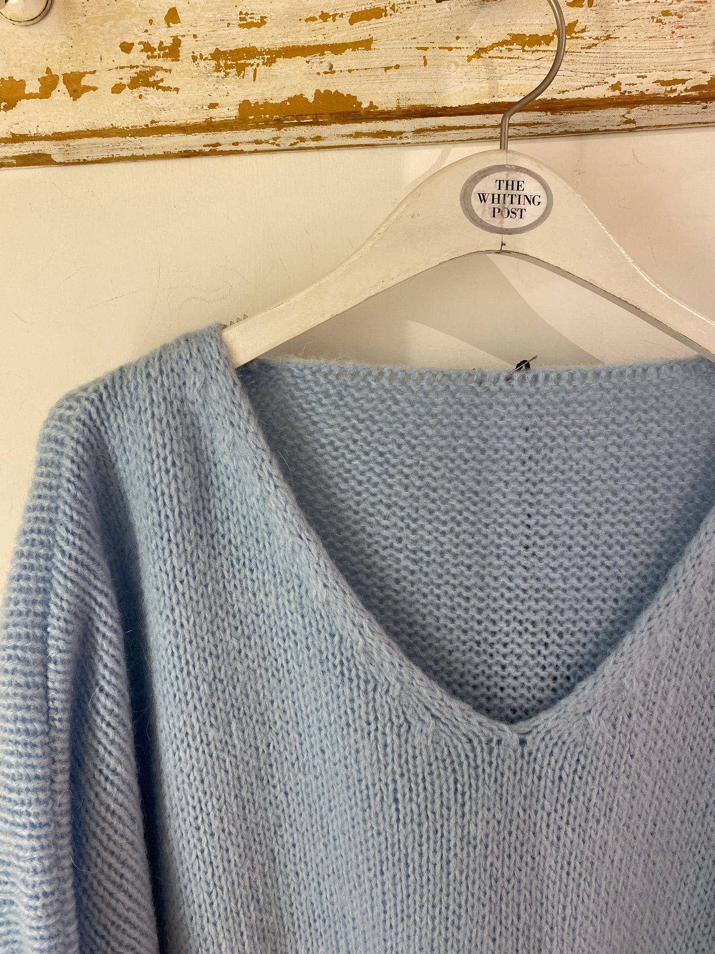 Italian collection mohair v-neck jumper - Sky blue