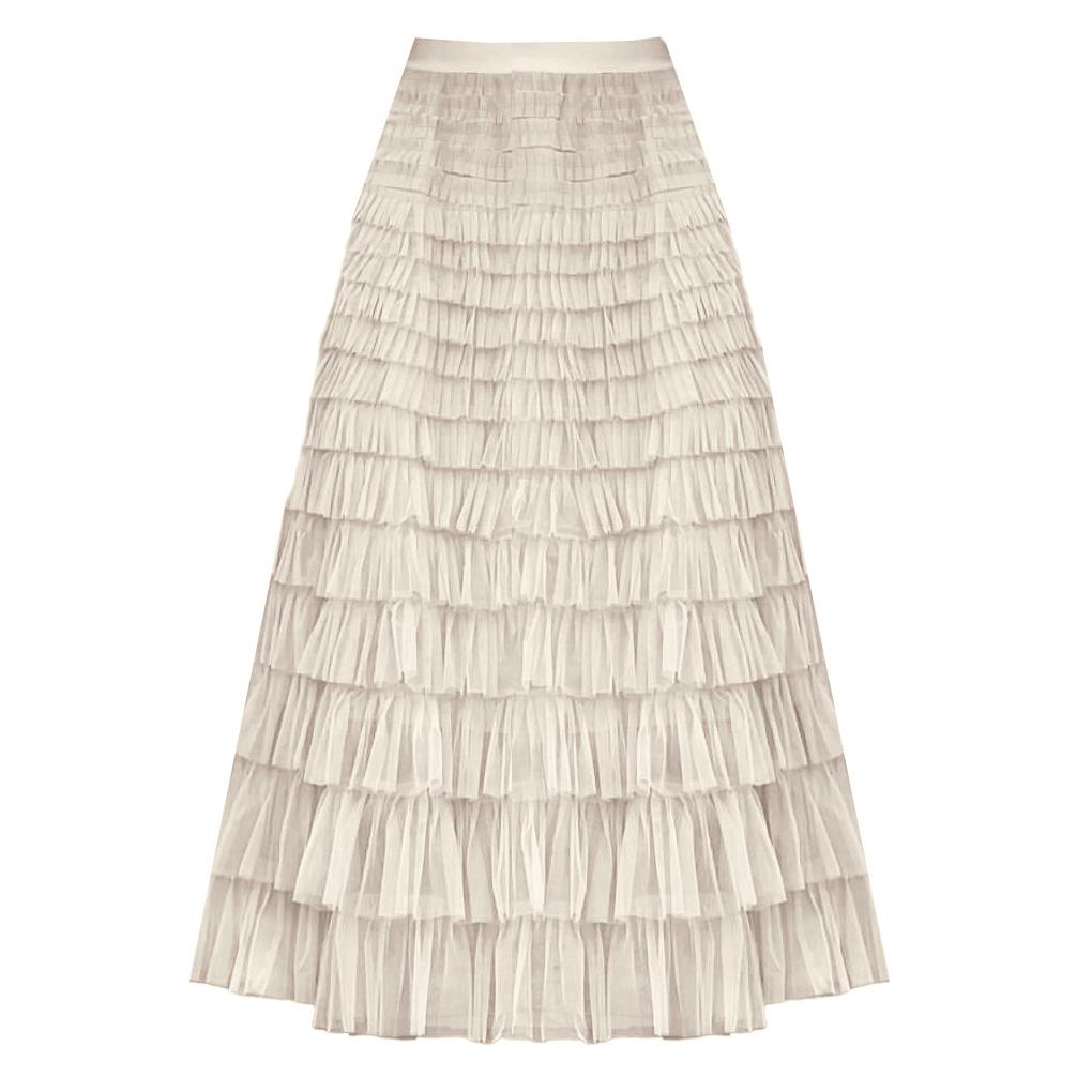 Last true angel Maxi tiered frilled skirt in cream