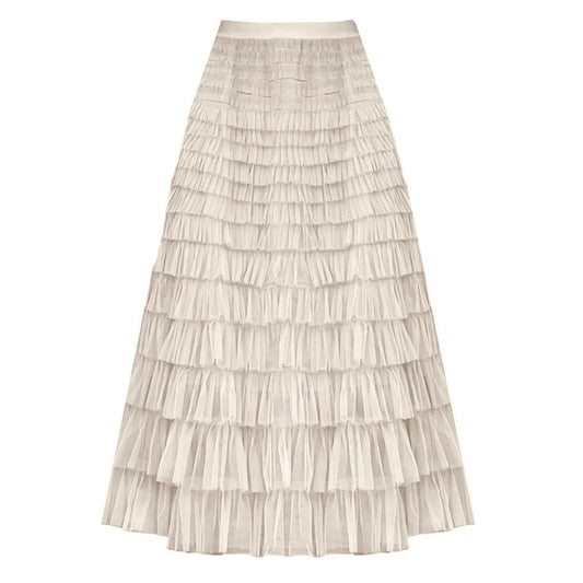 Last true angel Maxi tiered frilled skirt in cream