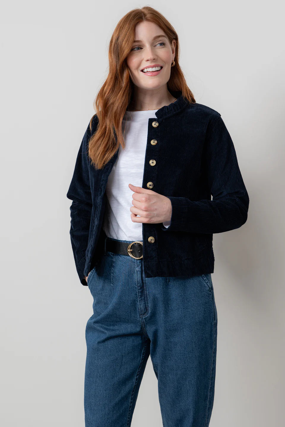 Lilly & me Rene cord jacket plain navy