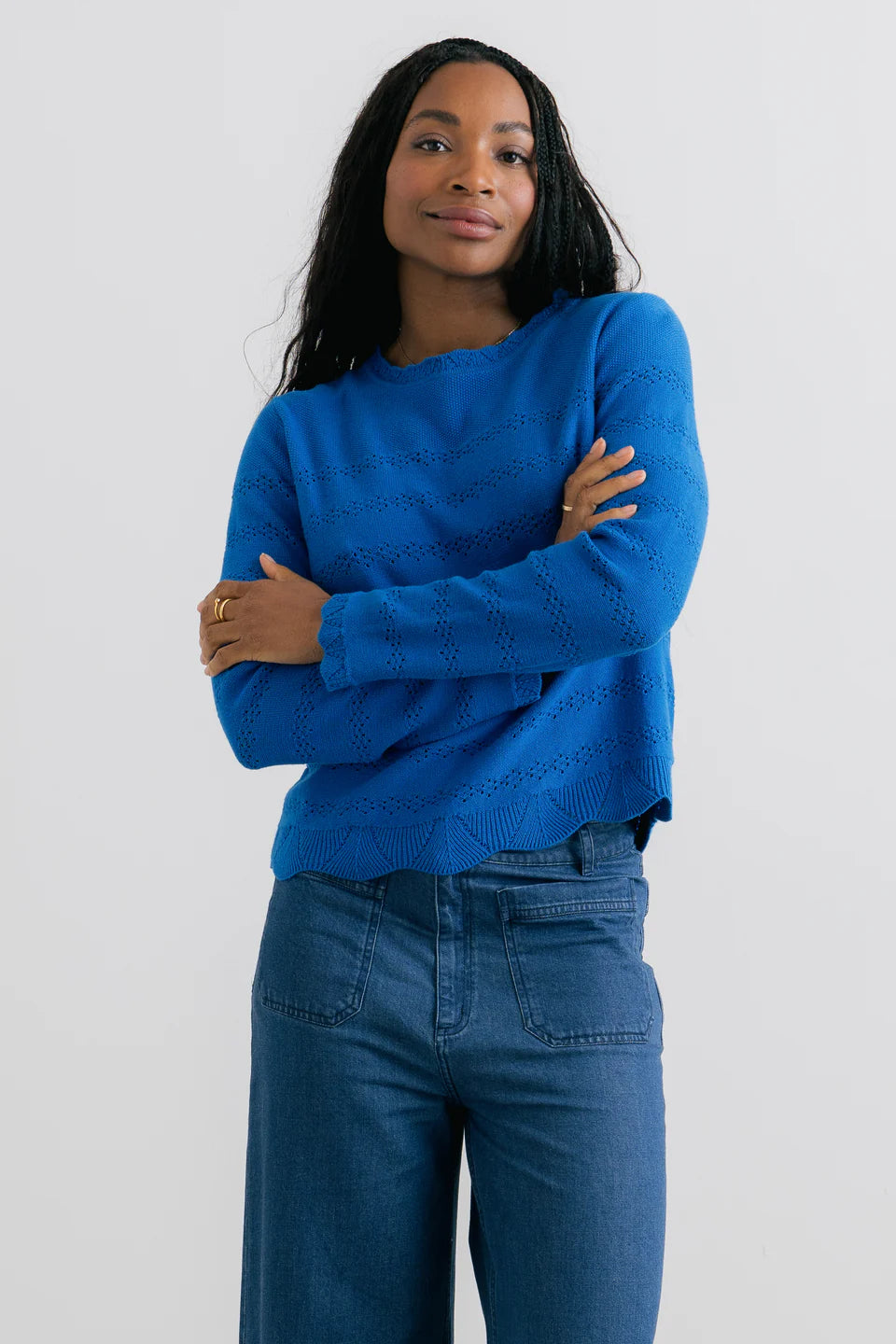 Lily & Me Rosie Pointelle Detail Jumper Cobalt