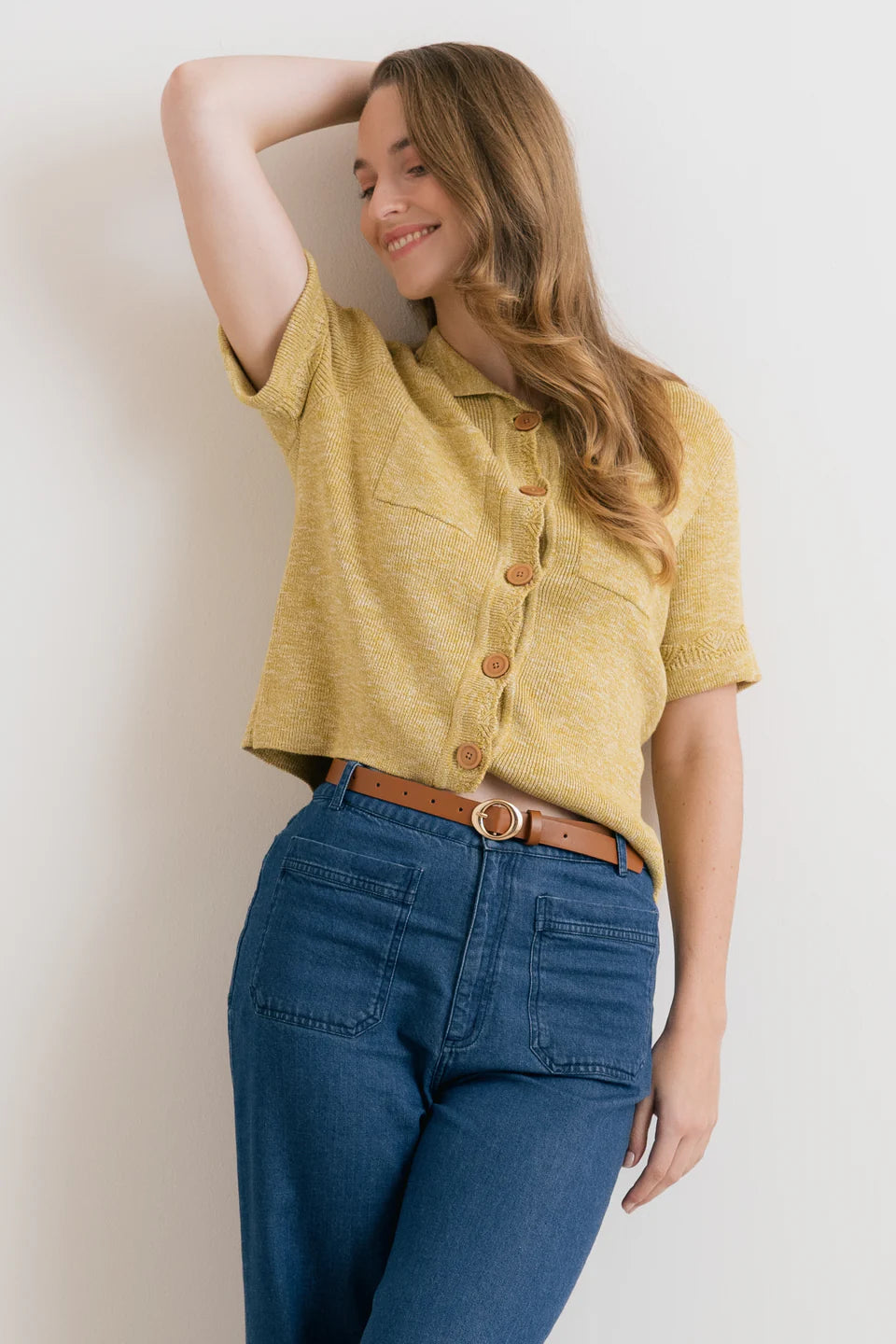 Lily & Me Phoebe Short Sleeve Knitted Jacket Lime
