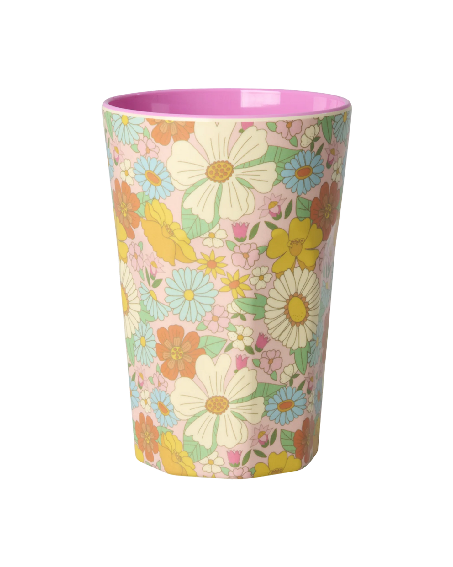 Rice by Rice Tall Cup - Dark Pink - Flower Power Print